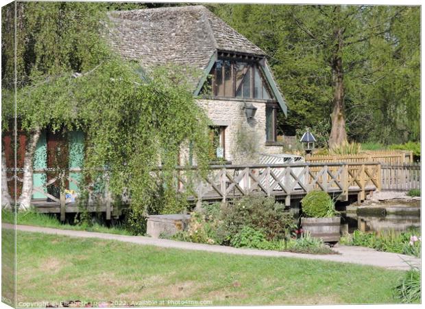 Bibury Village Cottage Canvas Print by Elisabeth Lucas