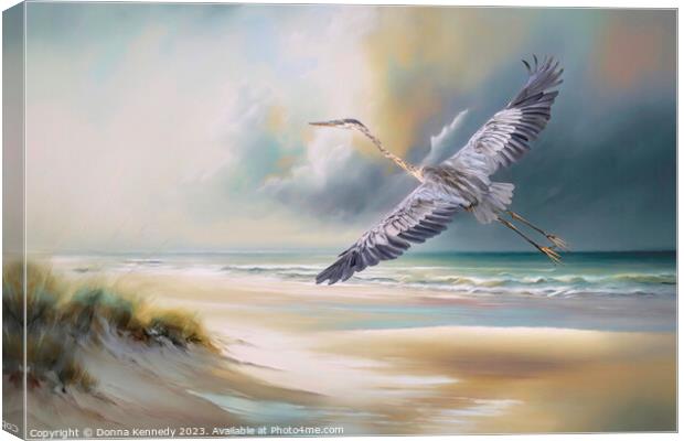 Heron By the Sea Canvas Print by Donna Kennedy