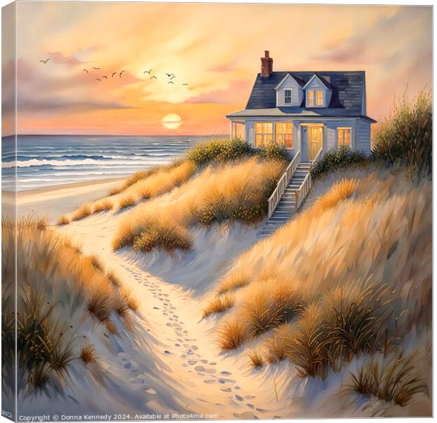 Cottage By the Sea  Canvas Print by Donna Kennedy