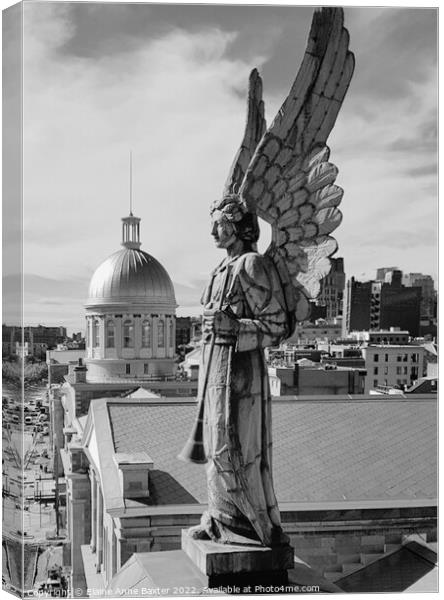 Old Montreal Angel Canvas Print by Elaine Anne Baxter