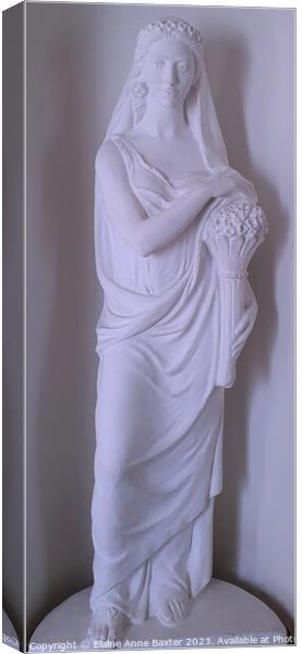 Roman Woman with Flowers Statue Canvas Print by Elaine Anne Baxter