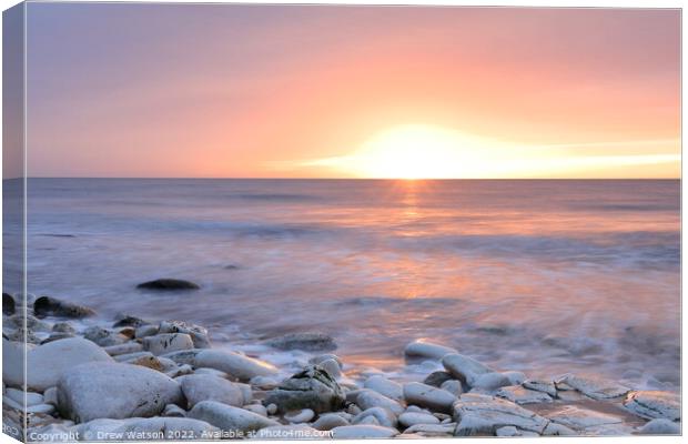Sunrise at the Yorkshire coast Canvas Print by Drew Watson