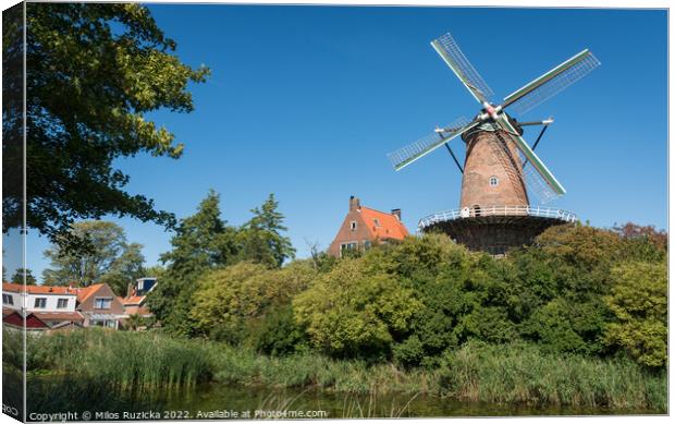 Traditional dutch windmill in the city of Goes, Province of Zeeland, The Netherlands	  Canvas Print by Milos Ruzicka