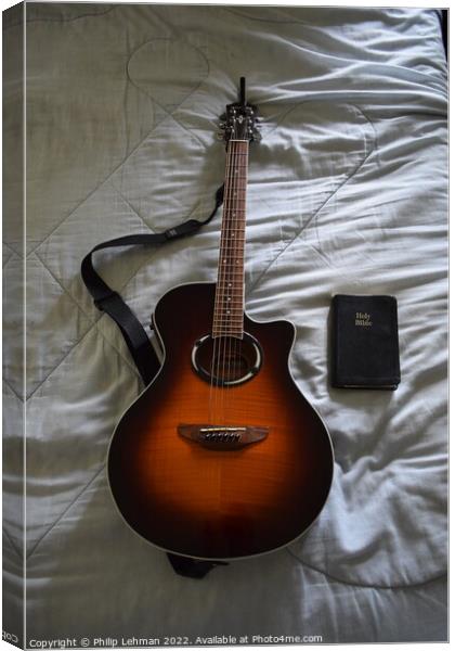 Guitar and Bible 1 Canvas Print by Philip Lehman