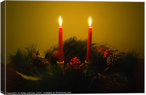 Christmas wreath with candles Canvas Print by Philip Lehman