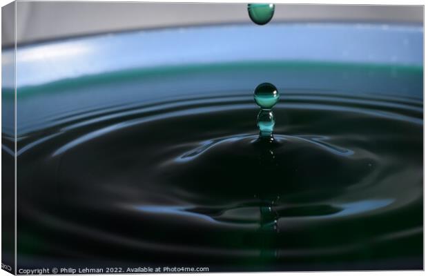 Green Water drops (24A) Canvas Print by Philip Lehman
