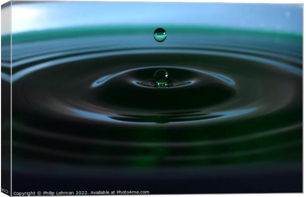 Green Water drops (23A) Canvas Print by Philip Lehman