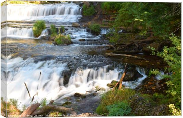 Willow River Falls Aug 23rd (25A) Canvas Print by Philip Lehman