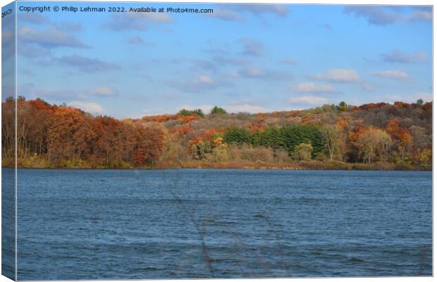 Yellowstone Lake Fall colors (35A) Canvas Print by Philip Lehman