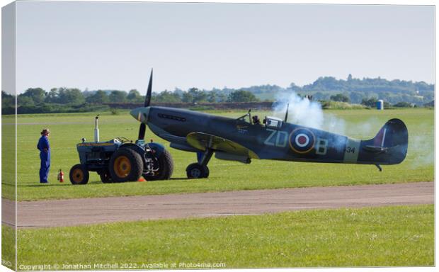 Spitfire Ready for Take-off Canvas Print by Jonathan Mitchell