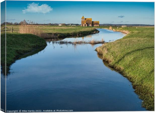 Fairfield church at the end of the dyke Canvas Print by Mike Hardy
