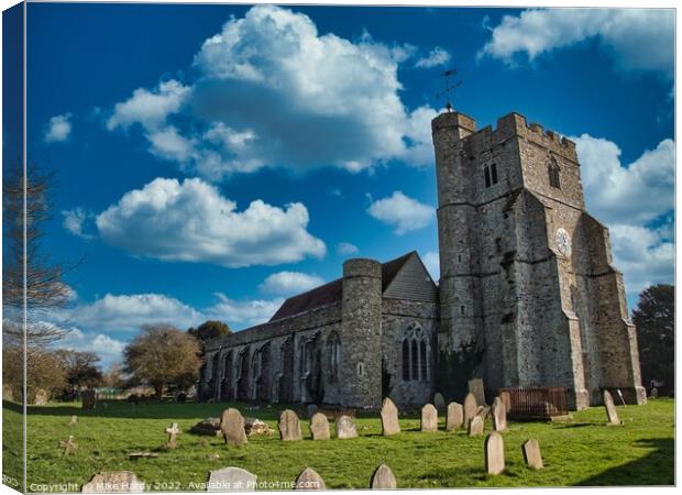 Stunning Church at Ivychurch 'Cathedral of the Romney Marsh' Canvas Print by Mike Hardy