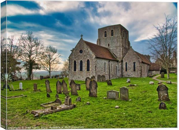 St Stephens Rear View of Lympne Medieval Church Canvas Print by Mike Hardy