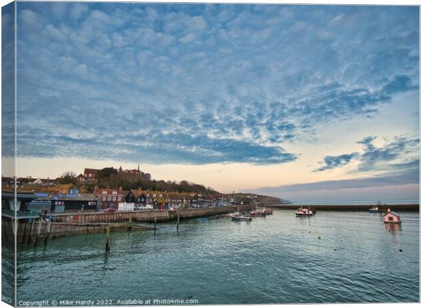 Folkestone Harbour & Fisherman's sea front Canvas Print by Mike Hardy