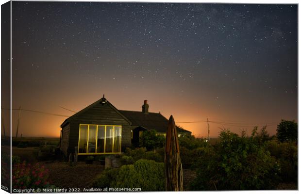 Prospect Cottage by Starlight at Dungeness Canvas Print by Mike Hardy