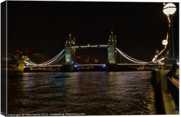 Tower Bridge at night Canvas Print by Mike Hardy