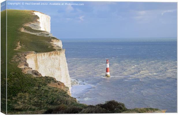 Beachy Head Lighthouse from the cliff top Canvas Print by Paul Daniell