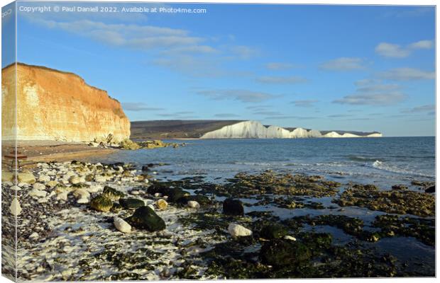Seven Sisters from Hope cove Canvas Print by Paul Daniell