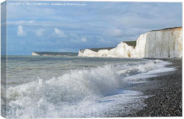 Waves at Birling Gap  Canvas Print by Paul Daniell