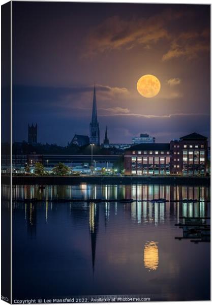 Full Moon Preston Lancashire Church Docks Reflection Night Canvas Print by Lee Mansfield