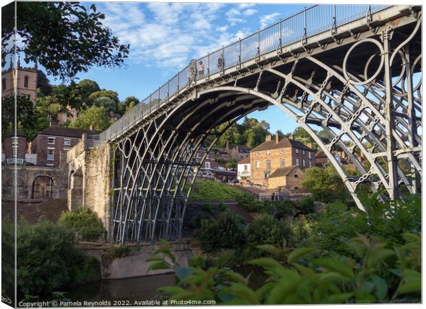 View of Ironbridge on a Sunny Day  Canvas Print by Pamela Reynolds