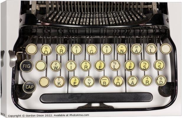The original wireless keyboard on an old typewriter, and no battery to boot Canvas Print by Gordon Dixon