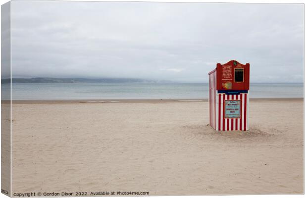Punch and Judy booth on a deserted Weymouth beach Canvas Print by Gordon Dixon