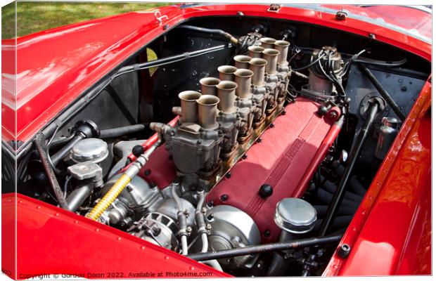 The V12 engine of a Ferrari 250 Testarossa Canvas Print by Gordon Dixon