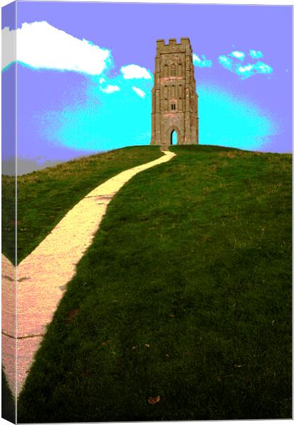 Posturized version of a path to Glastonbury Tor in Somerset Canvas Print by Gordon Dixon
