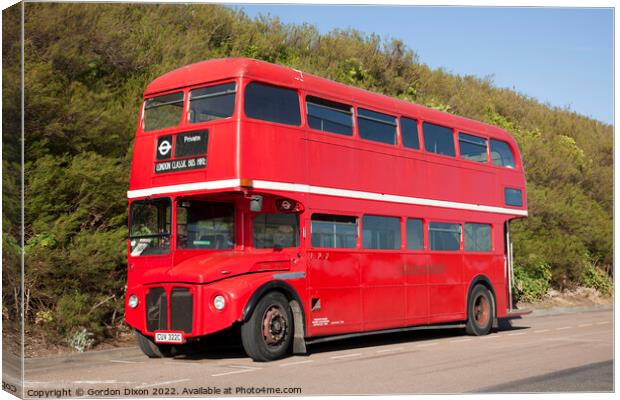 The classic red  'routemaster' London bus - Seafront, Brighton Canvas Print by Gordon Dixon