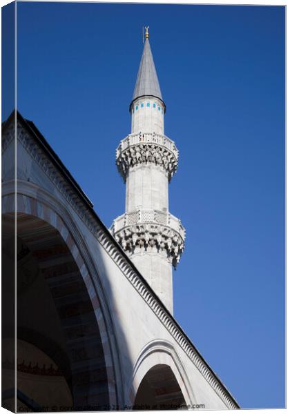 Minaret on the  Suleymaniye Mosque, Istanbul Canvas Print by Gordon Dixon