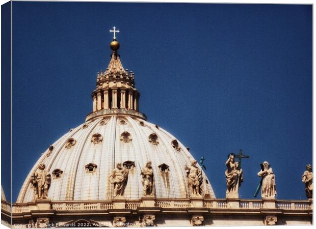 Vatican City Rome,St.Peter’s Basilica Dome Canvas Print by Nick Edwards