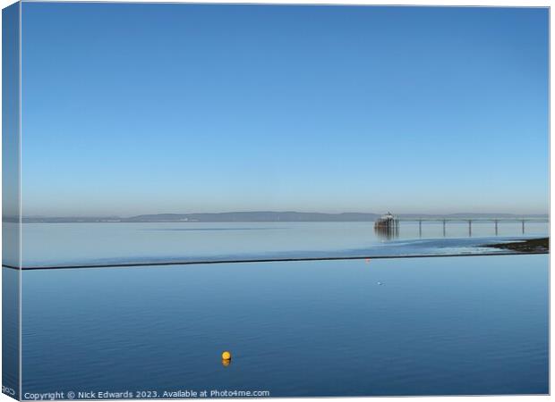 Clevedon Marine Lake and Pier Canvas Print by Nick Edwards