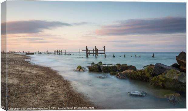 Leading lines at Happisburgh Canvas Print by andrew loveday