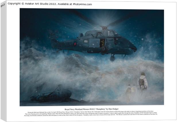 Royal Navy Westland Wessex HAS.3 ‘Humphrey’ helicopter SAS rescue Canvas Print by Aviator Art Studio