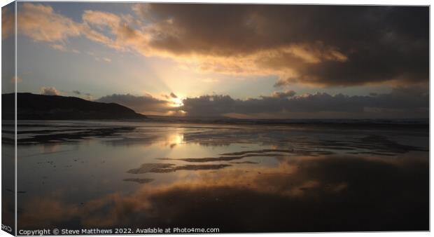 Westward Ho! beach sunset Canvas Print by Steve Matthews