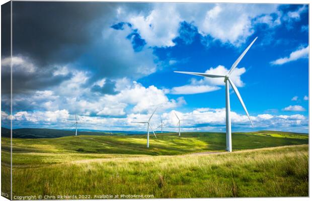 Mynydd Y Betws Wind Farm Canvas Print by Chris Richards