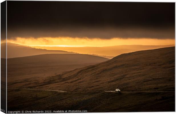Home Across The Black Mountain Pass, Brecon Beacons Canvas Print by Chris Richards