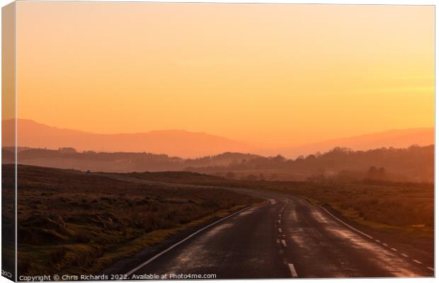 Sunset on the A4059, Brecon Beacons Canvas Print by Chris Richards