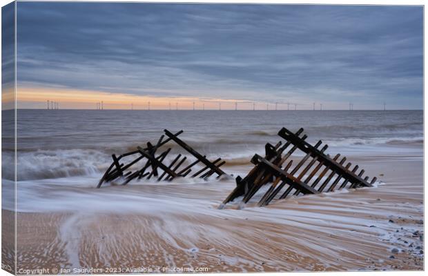 Caister Groynes Canvas Print by Ian Saunders