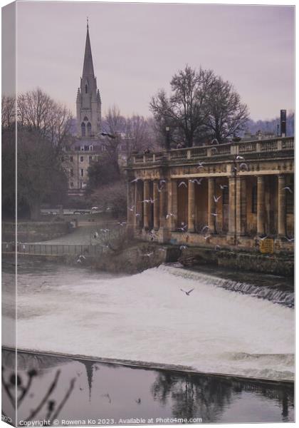 Morning View of the Pulteney Weir  Canvas Print by Rowena Ko