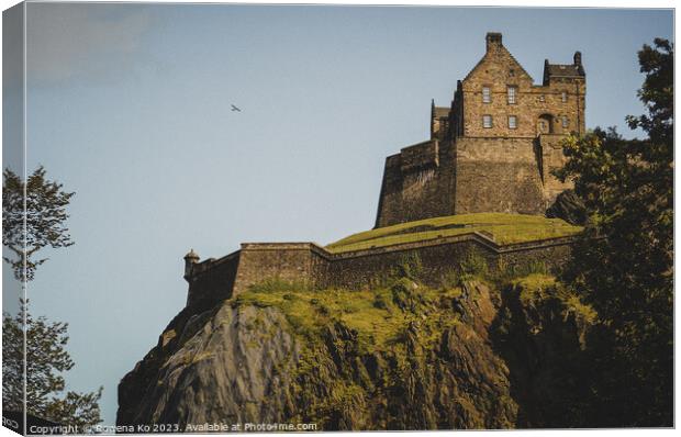 Edinburgh Castle Rising from Castle hill  Canvas Print by Rowena Ko