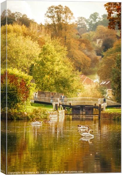 Golden Autumn in Bath along the Kennet & Avon Canal Canvas Print by Rowena Ko