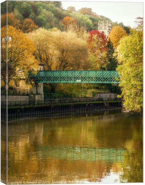 Golden Autumn in Bath along the River Avon Canvas Print by Rowena Ko