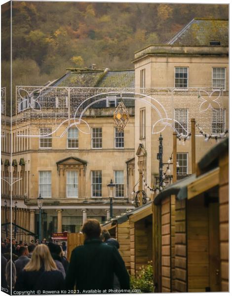 Christmas Market on Union Street in cotswold city Bath Canvas Print by Rowena Ko