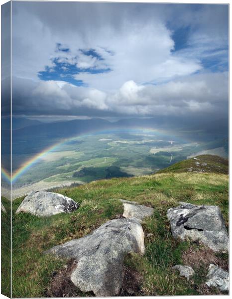 Rainbow Over The Great Glen Canvas Print by Dave Urwin