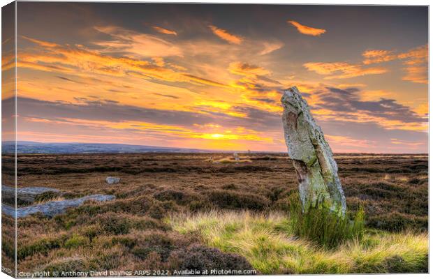 Sunset at High Bridestones, above the Yorkshire village of Grosmont, North York Moors National Park. Canvas Print by Anthony David Baynes ARPS
