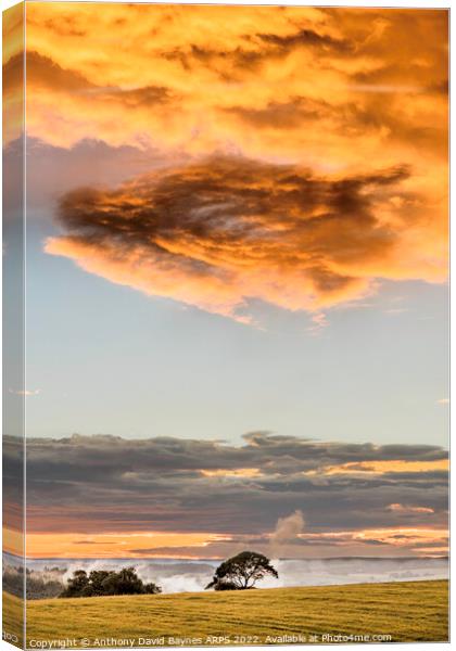 Dragon-like cloud at sunset near Goathland, North Yorkshire. Canvas Print by Anthony David Baynes ARPS
