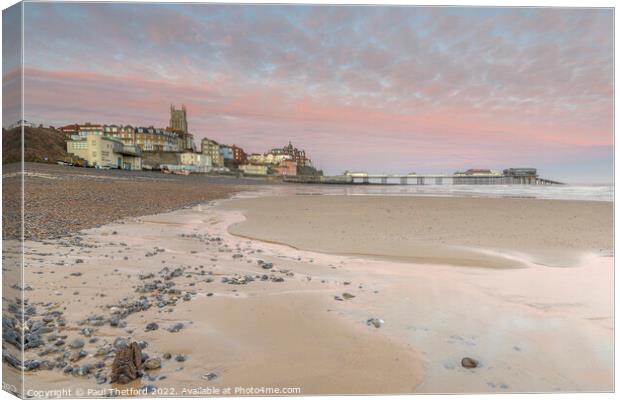 Low tide at Cromer Beach Canvas Print by Paul Thetford