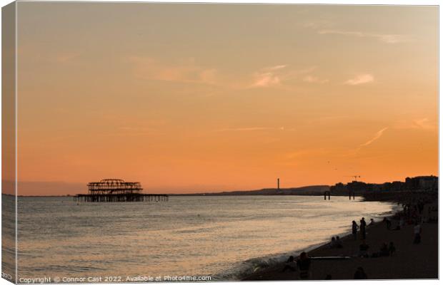 Brighton West Pier Sunset  Canvas Print by Connor Cast